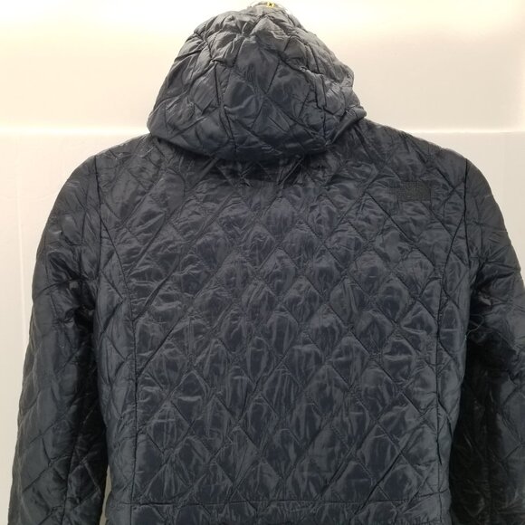 THE NORTH FACE Thermoball  Quilt Jacket Blue Womens Trench Coat With Hood Size S - Picture 4 of 13